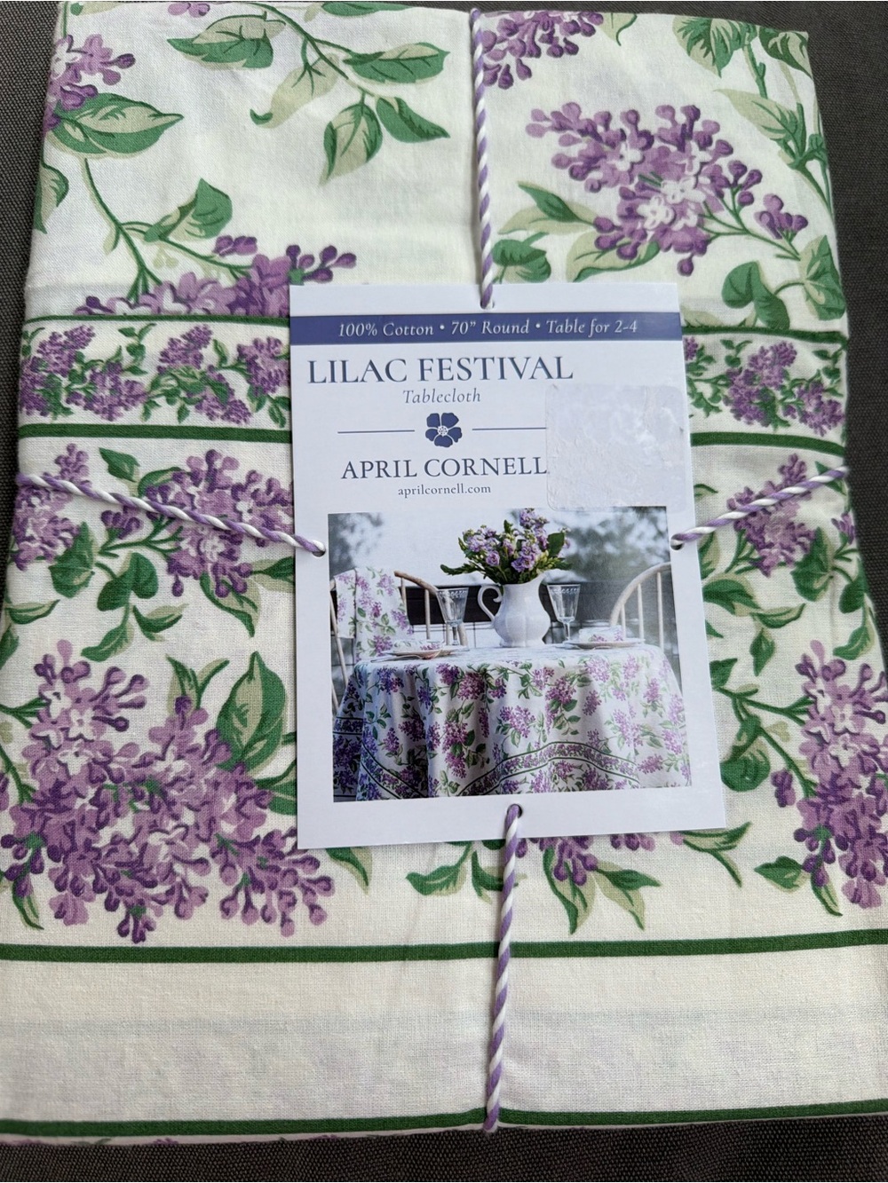 April Cornell Lilac Festival 70” Round Tablecloth NEW